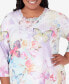 Plus Size Garden Party Three Quarter Sleeve Butterfly Top