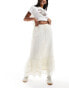 Cotton On maxi prairie skirt with lace trim detail in stone