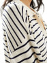 Фото #3 товара Pretty Lavish striped oversized jumper co-ord in cream and navy