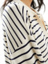 Pretty Lavish striped oversized jumper co-ord in cream and navy Cream & Navy, XS - фото #3