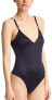 Commando 178833 Womens Slinky Knit V-Cami Casual Bodysuit Solid Black Size Small