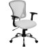 Фото #4 товара Mid-Back White Mesh Swivel Task Chair With Chrome Base And Arms