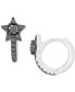 ფოტო #1 პროდუქტის Black Spinel Star Small Huggie Hoop Earrings (1-1/10 ct. t.w.) in Sterling Silver, 0.55"