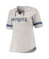 ფოტო #3 პროდუქტის Women's Heathered Gray New England Patriots Plus Size Lace-Up V-Neck T-shirt