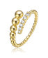 ფოტო #1 პროდუქტის Sterling Silver 14k Gold Plated Cubic Zirconia Curved Coiled Beaded Stack Ring