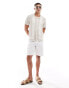 Hollister short sleeve pattern knit buttonthrough shirt in stone/white