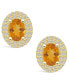 ფოტო #3 პროდუქტის Citrine (1-5/8 ct. t.w.) and Diamond (1/2 ct. t.w.) Halo Stud Earrings in 14K Yellow Gold