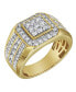 ფოტო #5 პროდუქტის Hexonic Deluxe Natural Certified Diamond 1.74 cttw Round Cut 14k Yellow Gold Statement Ring for Men