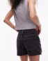 Topshop denim a-line mom short with rips in washed black Черный, 34 - фото #5