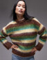 Фото #1 товара Topshop – Flauschiger Strickpullover mit buntem Streifenmuster und lockerem Schnitt