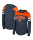 ფოტო #1 პროდუქტის Women's Navy Distressed Auburn Tigers Speckled Color Block Long Sleeve Hooded T-shirt