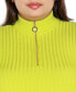 ფოტო #4 პროდუქტის Black Label Plus Size Mock Neck Zip Front Ribbed Short Sleeve Sweater