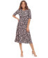 Фото #3 товара Women's Printed Elbow-Sleeve Midi Dress