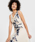 Women's Floral Cowlneck Fit & Flare Midi Dress