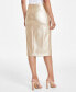 ფოტო #3 პროდუქტის Women's Slit-Front Faux-Leather Midi Skirt