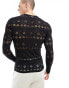 Фото #3 товара ASOS DESIGN muscle fit long sleeve in open fabric crochet