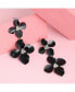 ფოტო #3 პროდუქტის Women's Black Flora Drop Earrings