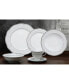 24 Piece Wavy Fine China Silver Dot Dinnerware