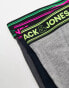 Фото #3 товара Jack & Jones 3 pack trunks with neon waistband in black & grey