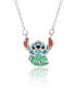 Lilo and Stitch Silver Plated Stitch Leaf Pendant Necklace