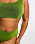 Фото #4 товара ASOS DESIGN Curve mix and match glitter square neck crop bikini top in green