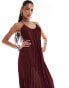 Фото #2 товара ASOS DESIGN scooped out halter pleated maxi dress in berry