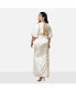 Фото #3 товара Plus Size Hydrangea Satin Flutter Sleeve Maxi Slip Dress