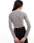 Фото #2 товара ASOS DESIGN fitted long sleeve crop top in grey