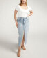 Plus Size Front-Slit Midi Jean Skirt