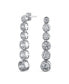 ფოტო #1 პროდუქტის Elegant Bridal Sterling Silver AAA CZ Linear Drop Earrings With Geometric Bubble Design Wedding, Prom Cubic Zirconia In A Bezel Set Round Shape.