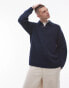 Фото #1 товара Topman – Locker geschnittener Polo-Pullover aus kompaktem Strick in Marineblau