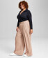 ფოტო #1 პროდუქტის Trendy Plus Size Easy Wide-Leg Trousers