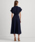 ფოტო #2 პროდუქტის Women's Self-Belt Roll-Tab Sleeve Surplice Crepe Dress