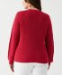 ფოტო #2 პროდუქტის Plus Size Cable Knit V-Neck Long Sleeve Sweater