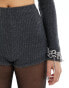 Фото #8 товара ASOS DESIGN co-ord brushed rib hotpants in charcoal