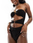 Фото #2 товара South Beach textured bandeau ring front cut out swimsuit in black