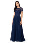 Women's Boat-Neck Sequin Mesh Gown