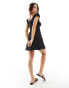 ASOS DESIGN cap sleeve ruched mini dress with tie detail in spot print