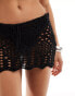 Фото #5 товара COLLUSION beach knitted low rise crochet micro mini skirt in black