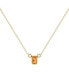 ფოტო #1 პროდუქტის Emerald Cut Citrine Gemstone, Natural Diamond 14K Yellow Gold Birthstone Necklace