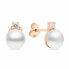 Elegant bronze earrings with real pearls EA597R