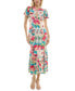 Фото #1 товара Women's Printed Keyhole Puff-Sleeve Midi Dress