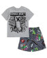 Boys Creeper Skeleton Zombie Enderman Graphic T-Shirt and Mesh Shorts Outfit Set to