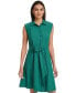 ფოტო #1 პროდუქტის Women's Sleeveless Tie-Waist Shirtdress