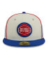 Men's Cream, Blue Detroit Pistons Piping 2-Tone 59FIFTY Fitted Hat