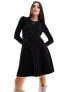 Фото #1 товара Y.A.S knitted fit and flare mini dress with lace cuff detail in black