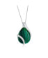 Sterling Silver or Gold Plated over Sterling Silver Large Pear-Shaped Malachite Pendant Necklace