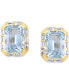 ფოტო #3 პროდუქტის EFFY® Aquamarine (1-1/2 ct. t.w) & Diamond (1/6 ct. t.w.) Halo Stud Earrings in 14k Gold