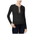 Фото #1 товара Chelsea Sky Womens Long Sleeve Lace Up Pullover Top Black M