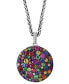 Фото #3 товара EFFY Collection eFFY® Multi-Sapphire (2-5/8 ct. t.w.), Tsavorite (1/2 ct. t.w.) & Diamond Accent Pavé Disc 18" Pendant Necklace in Sterling Silver